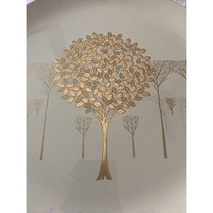 Golden Mist Otagiri Japan plate 12” platter round gold trees rim melamine